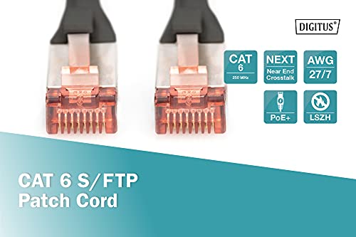DIGITUS LAN Cable Cat 6-5m - RJ45 Network Cable - S/FTP Shielded - 1 Gbps - Compatible with Cat6A and Cat7 - Black - Image 4