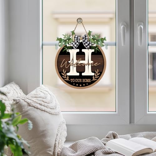 Monogram Letter H Front Door Sign, Welcome to Our Home Family Last - Image 5