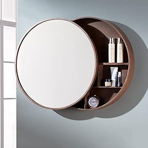 Mirrored Bathroom Cabinet, Bathroom Wall Mirror with Medicine Cabinet, Wood Frame, Walnut/Natural/Black Cover