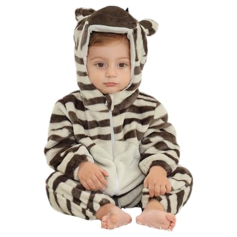 COOKY.D Infant Hooded Zebra Romper Cover