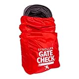 J.L. Childress Gate Check Bag for Single & Some Double Strollers - Travel Bag for Airplane, Fits Most Standard Baby Strollers, Airport Accessories for Gate Check, Flying Essentials - Red