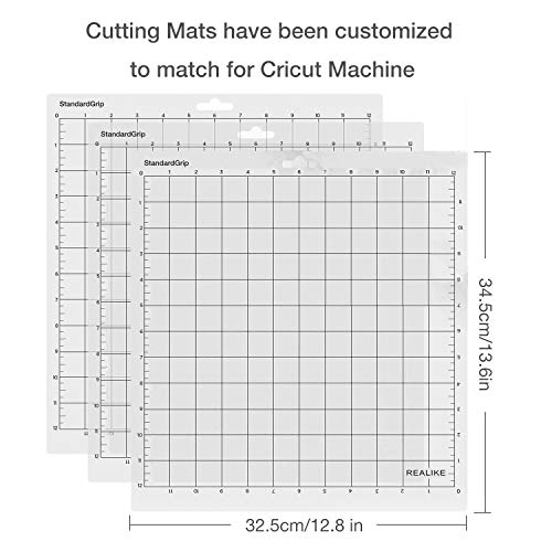 Image of REALIKE 12X12 StandardGrip Cutting Mats for Silhouette Cameo 3 /2 /1(3 Pack),Gridded Adhesive Non-Slip Non-Slip Cutting Mat, Replacement Accessories Set Mats Vinyl Craft Sewing