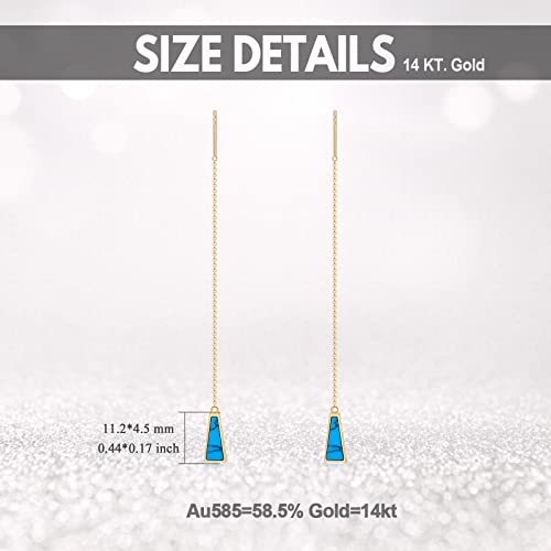 14K Solid Gold Turquoise Threader Earrings For Women, Minimalist Dangle Women Girlsdrop Earrings Long Chain Earrings Thread Earrings Jewelry For Women Girls #TOP4