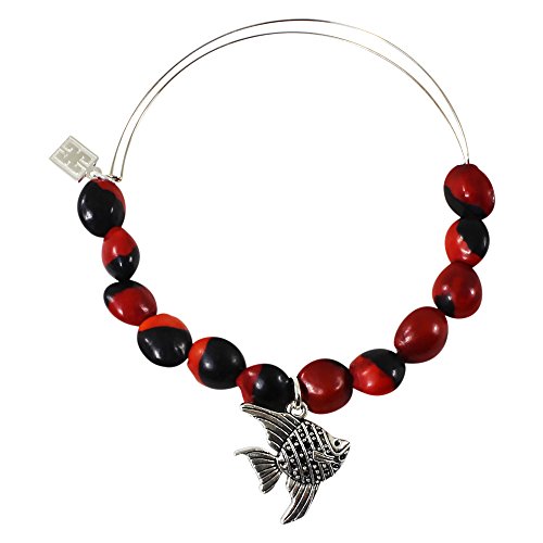 Image of EVELYN BROOKS Adjustable Bangle Bracelet (Multiple Charm Styles) for Women-w /Meaningful Good Luck Seed Beads - Handmade Jewelry | Great Gifts for Teen Girl Gifts & Great Addition to Girls Jewelry