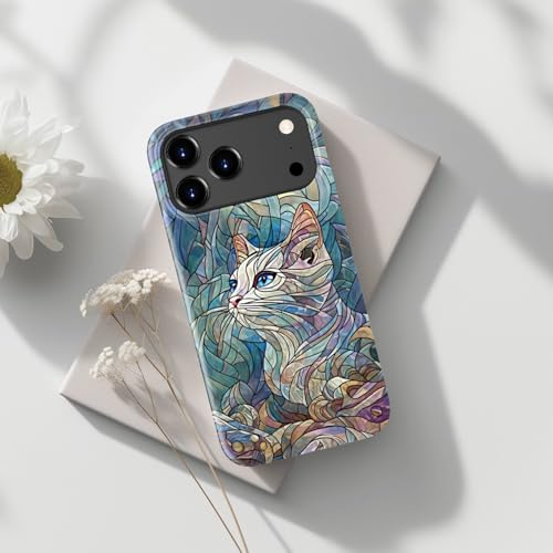 Image of Goodon for iPhone 17 Pro Case Cute - Wireless Charging Compatible - Dual-Layer Hard Shell + Silicone Cover - Protective Phone Case with Trendy Designs for Women - an Abstract Ragdoll Cat