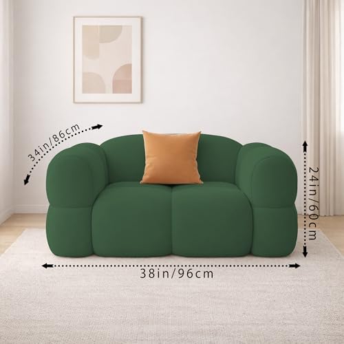 Image of Casaliving Vetras Modern Velvet Bubble Cloud Sofa, Tufted Design Upholstered 1 Seater Sofa Set for Living Room, (Green Colour) Premium Velvet Fabric Sofa