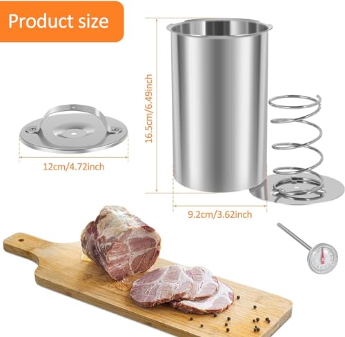 Stainless Steel Ham Press Maker,Meat Press Cooker with Thermometer Multifunctional Round Shape Homemade Deli Meat Press Marker Machine for Meat Pork Seafood Beef Fish by Lotusland - Image 3