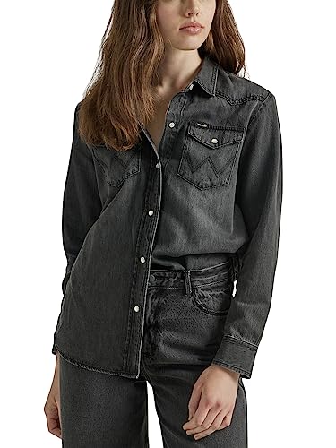 Wrangler Damen Boyfriend Denim Snap Closure Shirt, Nashville, X-Groß – Ansicht 1