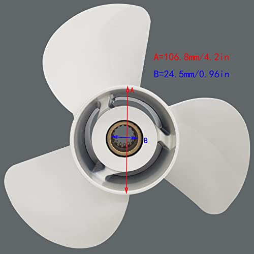 Image of 13 1 /4x17-K Boat Motor Aluminum Propeller - Replaces 6E5-45945-01-EL - Compatible with Yamaha Outboard Engines 60HP 70HP 75HP 80HP 85HP 90HP 115HP 130HP - 15 Tooth-RH - Aluminum Outboard Propeller