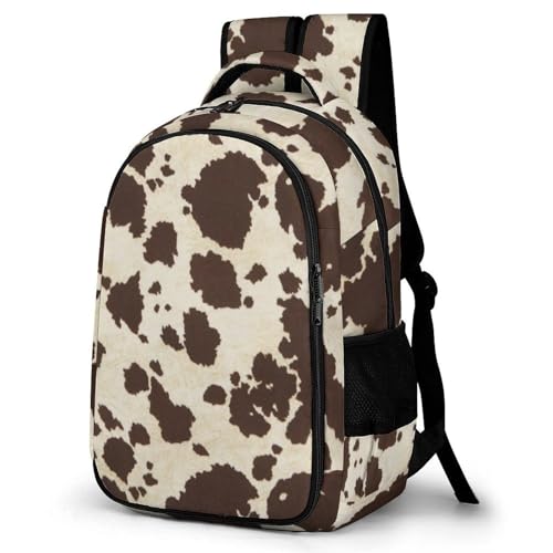 Sac à dos en marbre blanc de voyage avec finitions élégantes en cuir de vachette marron