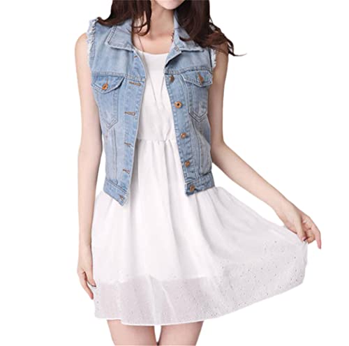 Gilet en jean décontracté vintage pour femme en taille M