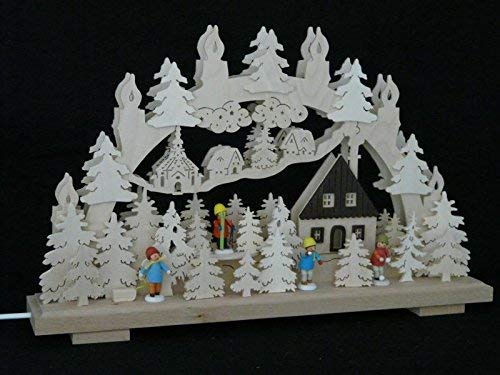 Arc lumineux de Noël scène d'hiver enfant pour illuminer vos fenêtres en bois