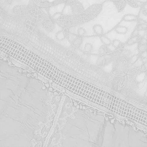 Eomenie Women's Contrast Lace Bathing Suit Cover Up V-Neck Coverups Swimwear Swimsuit Loose Summer Beach Dress Beachwear White #TOP5