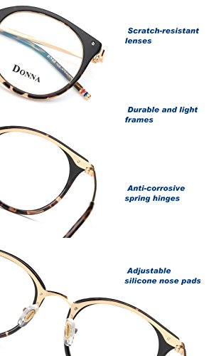DONNA Stylish Clear Lens Glasses Samll Circle Frame Blue Light Blocking for Computer DN08-AEB
