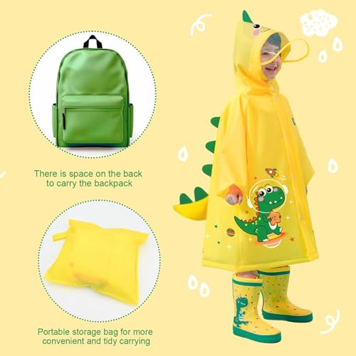 Image of Bold N Elegant 3D Kids Cartoon Soft Luxurious Waterproof Raincoat Rain Jacket Rain Suit with Backpack Space and a complimatory Storage Pouch for Kids Boys n Girls