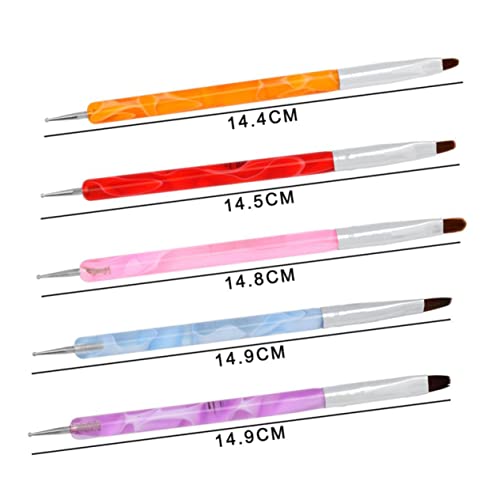 Healeved 5pcs Dual-end Nail Art Dotting Pens for Manicure Styluses and Brush Tips for Acrylic Uv Gel Painting Easy to Use for Professional and Home Nail Designs - Thumbnail 4