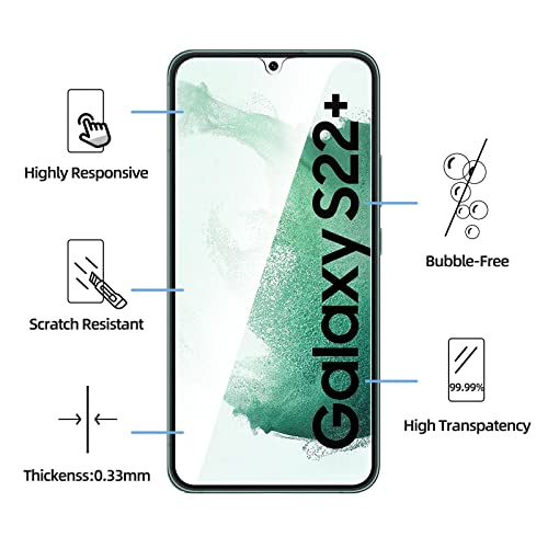 Image of NEW'C 3 Pack Designed for Samsung Galaxy S22+ / S22 Plus, Screen Protector Tempered Glass, Case Friendly Anti Scratch Bubble Free Ultra Resistant