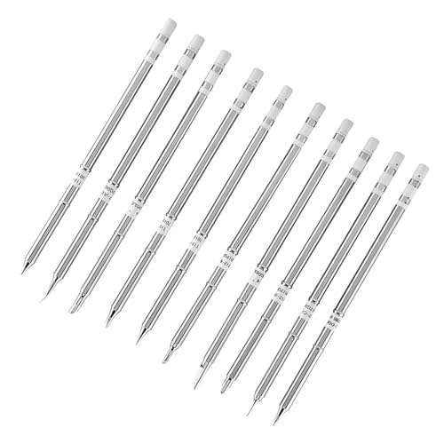 Image of Soldering Tip, Soldering Iron Tips T12 Series Soldering Tips Welding Tool Replacement for FX-951 Rework Station (T12-D4)(10pcs), Tips (10 packs)