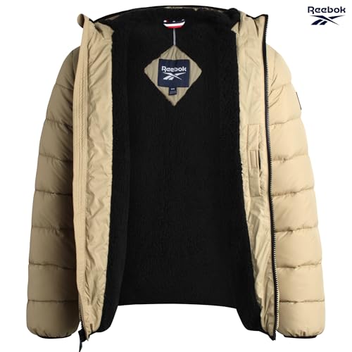 Image of Reebok Mens Heavyweight Sherpa Lined Puffer Parka, Quilted Ski Jacket | Water and Wind Resistant Shell Keeps You Dry, Durable Build for Daily Commutes or Outdoor Adventures