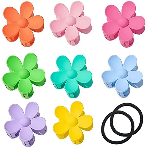 8PCs Flower Hair Claw Clip Cute Hair Clip for Women Thick Hair, Big Flower Claw clip for Women Girls, 8 Color Headwear Accessories for Thick Hair Cover