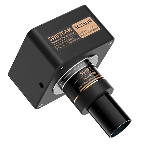 SWIFT Swiftcam SC2003R-CK – Fotocamera da 20 MP per microscopi, collegamento diretto USB 3.0, ottica di riduzione 0,5×, C-Mount e adattatori da 23,2/30/30,5 mm – Istruzione • Laboratorio • Ispezione