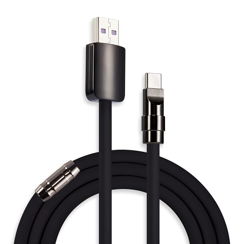 chubbycable 120W Silicone USB A to C Charging Cable, Black Plus, 1.64FT