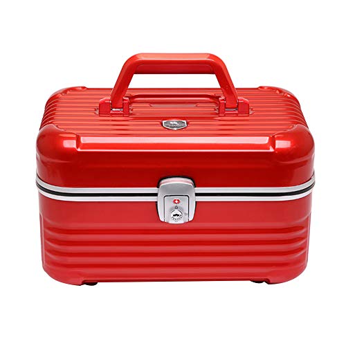 Ibnotuiy Profession Portable Cosmetic Case Hard Shell Travel Luggage Box Makeup Cases Organizer Cosmetic Storage Carrying Travel Train Case (Red)