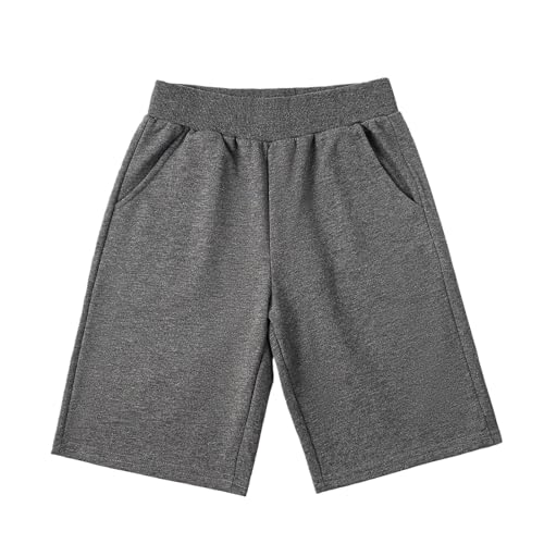 Pantaloncini corti per bambini, in cotone, comodi, morbidi, sportivi, per ragazzi e ragazze, pantaloni casual per 316 anni, libri corti per ragazze (grigio scuro, 15-16 anni)