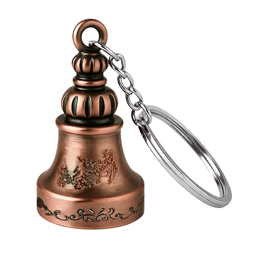Storite Tibetan Guardian Bell Keychain Golden Metal Good Luck Charm for Bike, Car & Travel Protection (Bronze)
