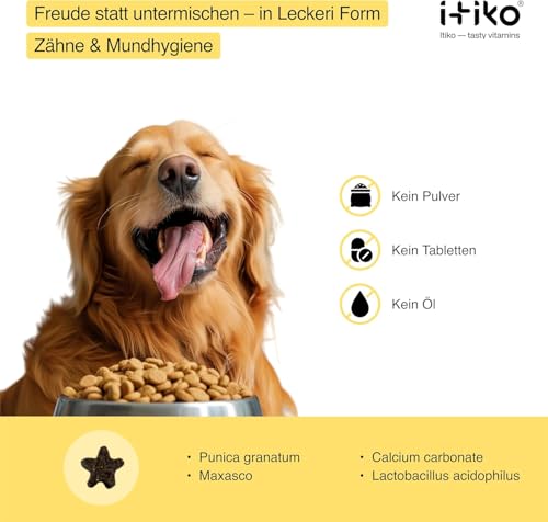 ITIKO | Natürliche Zahnpflege für Hund | Effektive Lösung zur Mundgeruch bei Hund | Zahnreinigung Hund | Alternative zu Zahnsteinspray oder Dentalspray für Hunde