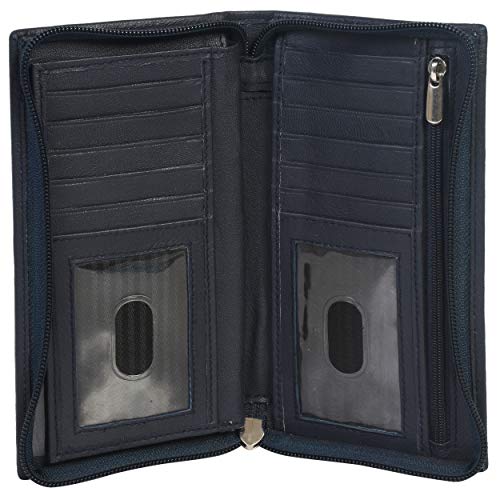 Leatherboss Genuine Leather Slim Checkbook Zipper Cover Holder For Men Women, Black #TOP17