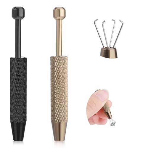 2 Pcs Piercing Ball Grabber Tool, Mini Grabber Pen Stainless Steel 4-Claw Pick up Tool, Small Parts Pickup Grabber, Piercing Ball Holder Jeweler Pickup Tool for Jewelry Craft, Jewel Diamond Pick up