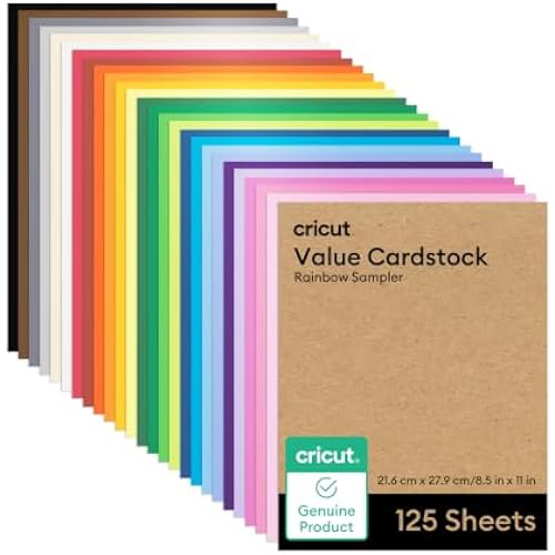 Cricut Value Cardstock Paper, Rainbow Sampler - 125 sheets (8.5" x 11")