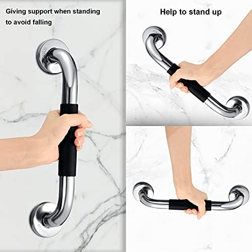 Onlylove Stainless Steel Bathroom Grab Bar, Bath Grab Shower Safety Handle Handrails,Safety Grab Bars Balance Grab Bar in Chrome for Bathroom Bathtub Shower Toilet Kitchen Bedroom, Silver