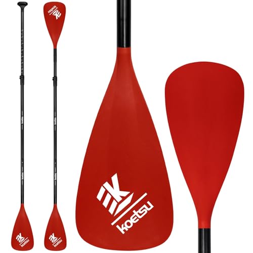 KOETSU 軽量 デュアルパーパス 調節可能 SUP/カヌーパドル | アルミ合金製 フローティング ダブルエンドパドル | 4段階調整 & に基づいたグリップ | SUP、カヤック、釣りボートに最適