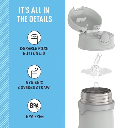 Image of THERMOS BABY 10 ounce Stainless Steel Vacuum Insulated Straw Bottle, Gray