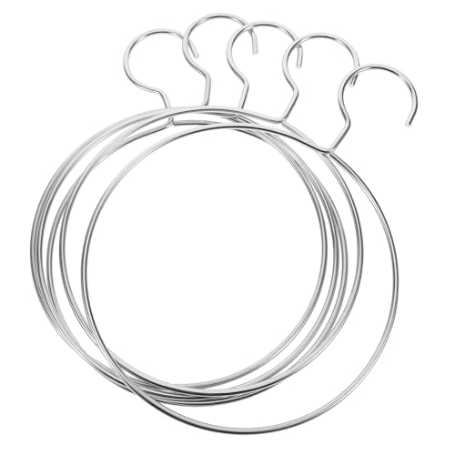jojofuny Lot de 5 Anneaux Porte-Foulards Ronds en Fer Argenté – Organisateur de Foulards et Ceintures Multifonction pour Placard – Cintres Métalliques Solide et Compacts pour Rangement