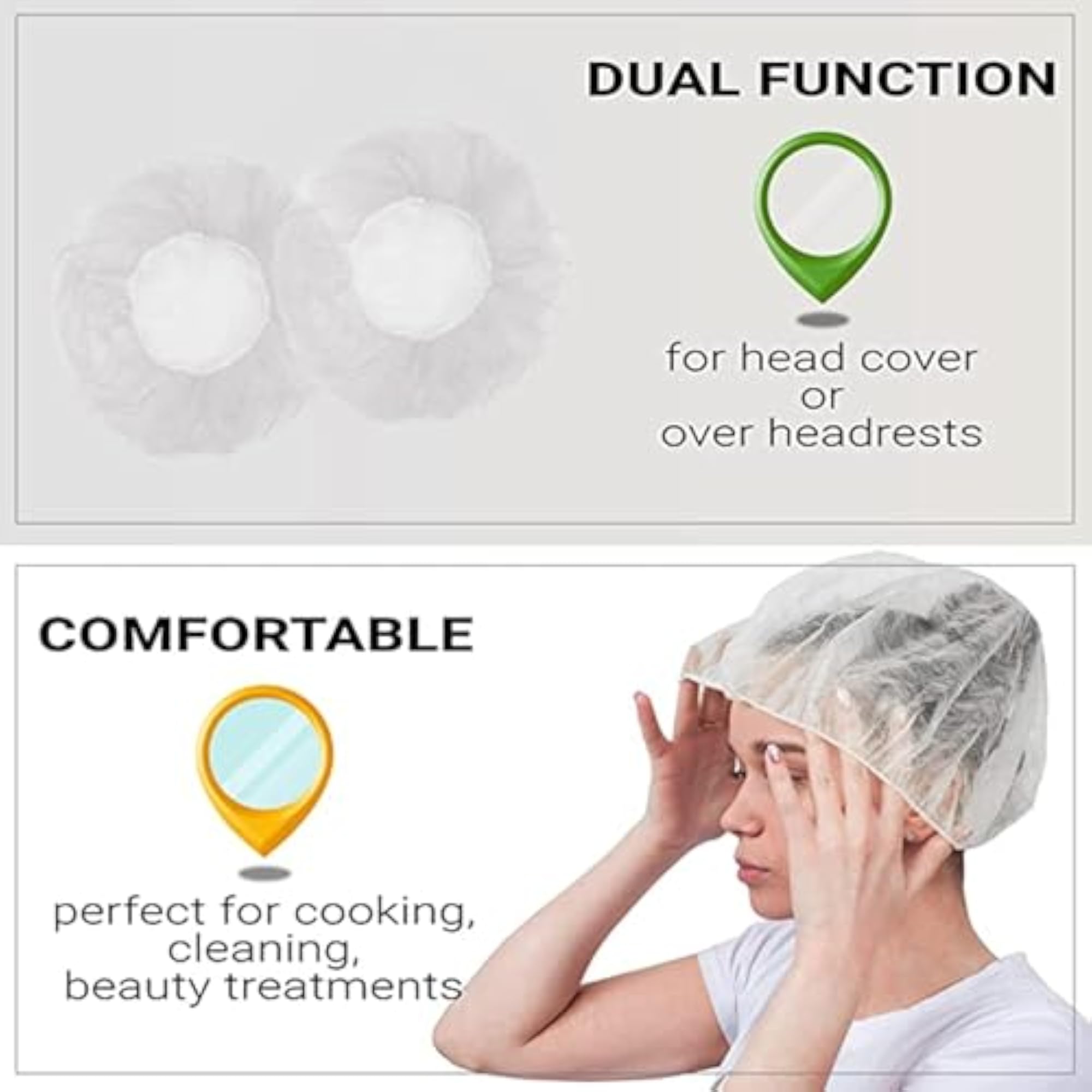 Large Disposable Waterproof Shower Caps, 12 Pack for Women