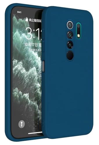 Topme Funda para Redmi 9 (6.53' Inches) Carcasa Caja Case Estuche, Funda Protectora de Piel de Silicona TPU - Azul Zafiro