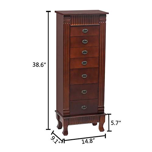 Business Gifts - 37.5 x 23 x 98)cm (L x W x H?MDF 7 drawers Fantastic Jewelry Armoire Cabinet Jewelry Cabinet Armoire Cambered Front Storage Chest Stand Organizer ewelry Armoire Cabinet Makeup Mirror