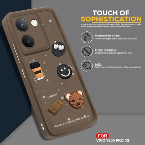 Image of AESTMO Back Case Cover for Vivo Y200 Pro 5G | Cute Fun Cartoon 3D Ball | Coffee Silicone Case | Full Body Protection | Camera Protection Back Cover for Vivo Y200 Pro 5G (Brown)