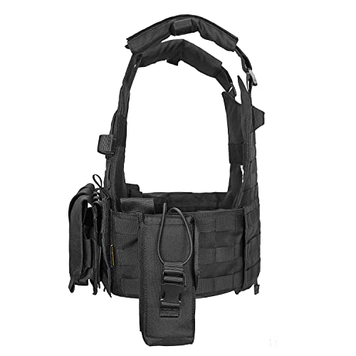 Leisontac 1000D Waterproof Tactical Molle Vest, Modular Weighted Vest For Endurance Training (Black) #TOP6
