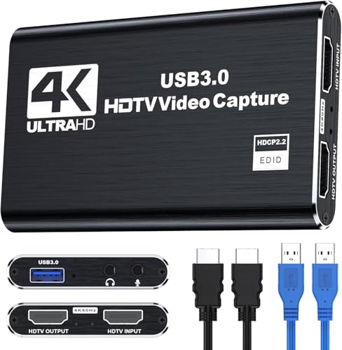 Tobo 4K HDMI Video Capture Card, USB 3.0 1080P 60FPS Game Live Streaming and Recording with 4K Pass-Through, Full HD Audio Video Cam Link Game Capture Card f/PS5/Xbox/PS4/SteamDeck/PC/VCRS TD-795HVC