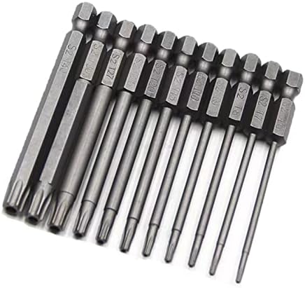 aiyun 11-Piece Torx Security Bit Set, S2 Steel Magnetic Security Screwdriver Set 3 Inch Star Screwdriver Bits T6-T40 (75mm Length)