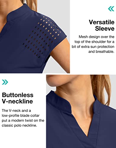 Soothfeel Women's Golf Shirt Cap Sleeve V Neck Polo Shirts Lightweight Quick Dry Workout Tennis Shirts Tops For Women(Navy, Xxl) #TOP3