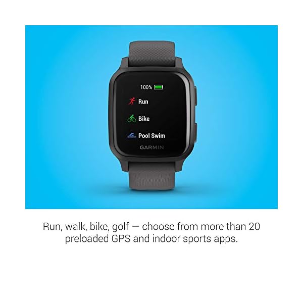 Garmin-Venu-Sq-GPS-Smartwatch-with-Bright-Touchscreen-Display-Up-to-6-Days-of-Battery-Life-Slate-Aluminum-Bezel-with-Shadow-Gray-Case-and-Silicone-Band Garmin 010-02427-00 Venu Sq, GPS Smartwatch with Bright Touchscreen Display, Up to 6 Days of Battery Life, Slate Aluminum Bezel with Shadow Gray Case and Slate Silicone Band