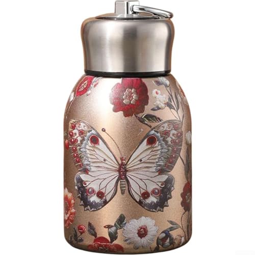 FACULX Bouteille d'eau isotherme en acier inoxydable - 300 ml - Bouteille isotherme portable pour boissons chaudes et froides - Pour camping, randonnée, voyage, bureau (D)