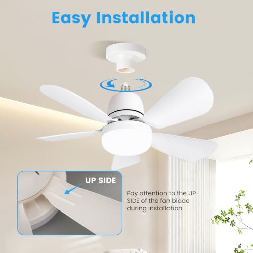 20.5inch Small Ceiling Fan with Light and Remote, Socket Fan Light with 3 Speeds, Dimmable LED Ceiling Fan with Timer, 40W Fan Light for Bedroom, Kitchen, Living Room by AngKng - Image 6