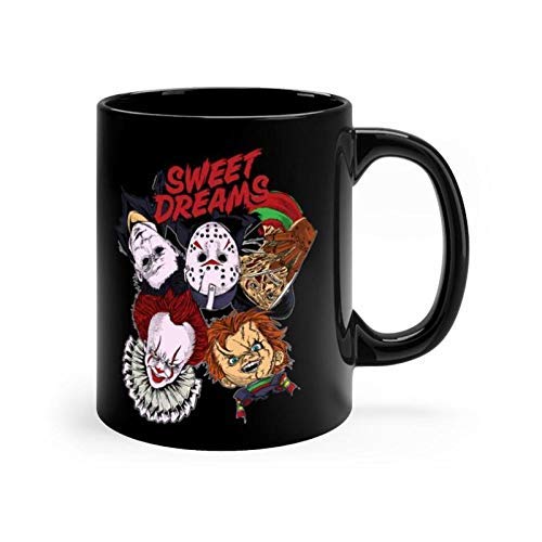 Taza de película de terror de Sweet Dreams Viernes 13 Pesadilla en Elm Street Freddy Krueger, taza de café de Halloween de 11 oz