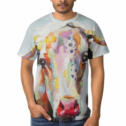 Tee shirt manches courtes homme imprimé peinture de vache pour l'été